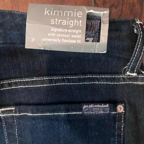 7 For All Mankind Kimmie Straight Leg Dark Denim Jeans Sz 31 NWT - Picture 6 of 8
